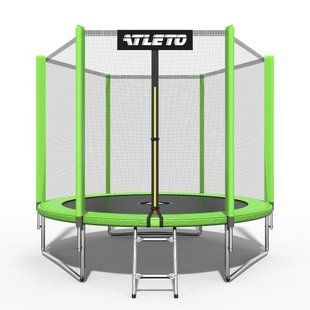 Батут дитячий з сіткою та драбинкою 312 см Atleto зелений (42400473)