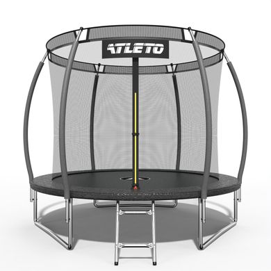 Батут детский 312 см с внутренней сеткой и стремянкой Atleto черный + подарок мяч