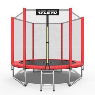 Батут дитячий з сіткою та драбинкою 312 см Atleto червоний (42400474)