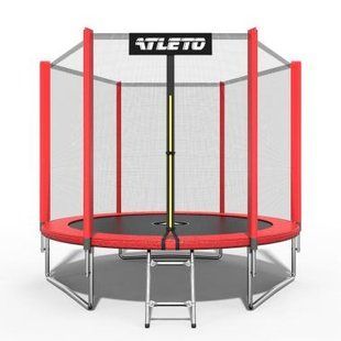 Батут дитячий з сіткою та драбинкою 183 см Atleto червоний (42400497)