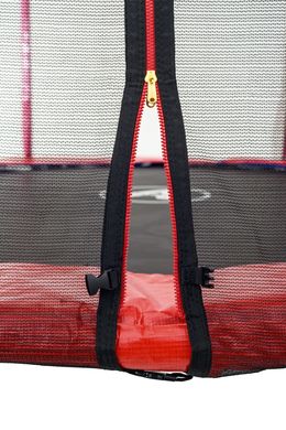 Батут Atleto 252 см з подвійними ногами з сіткою червоний